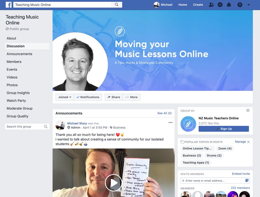 Teaching Music Online Facebook Group